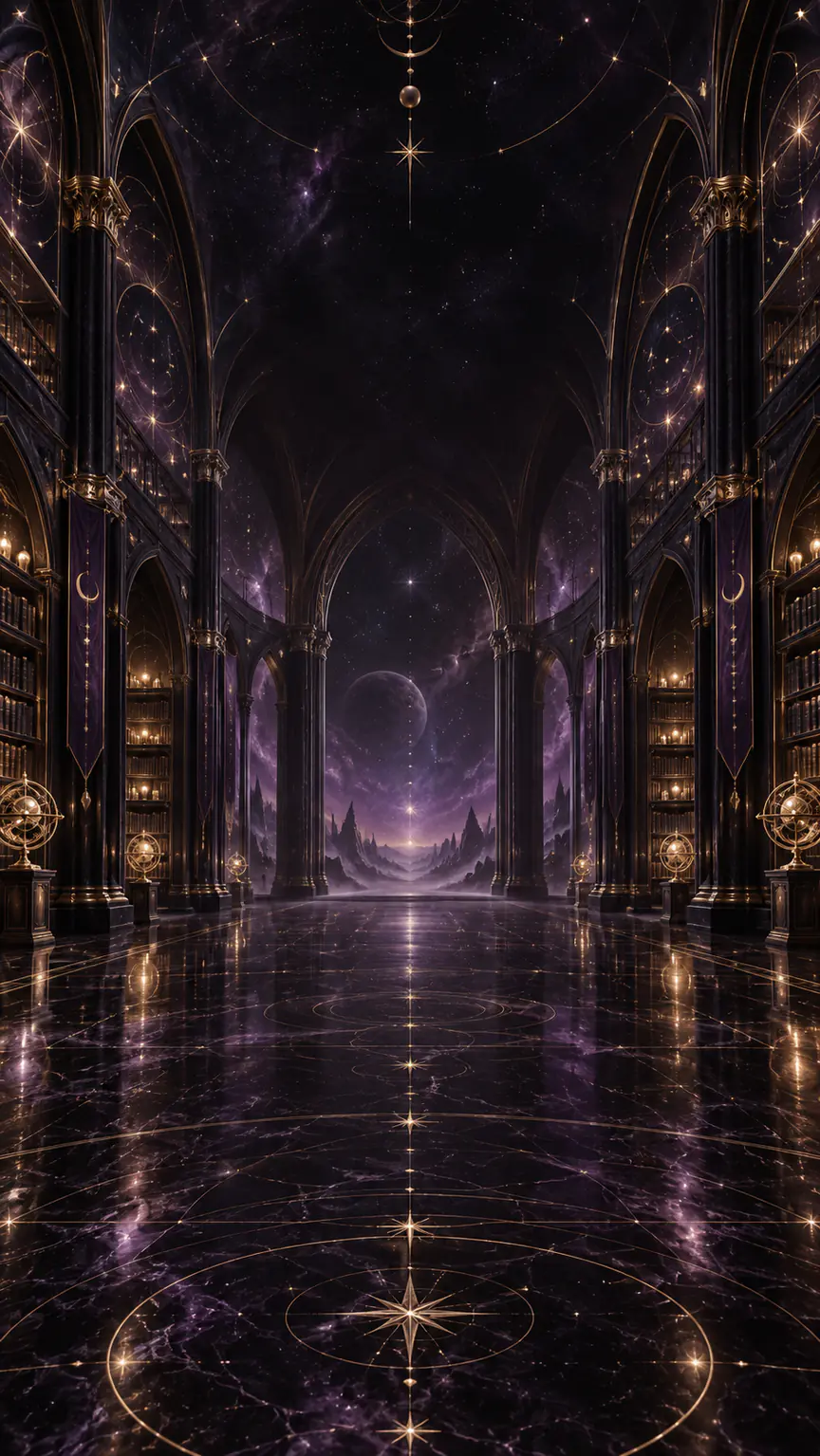 Celestial library containing the complete Tarot deck