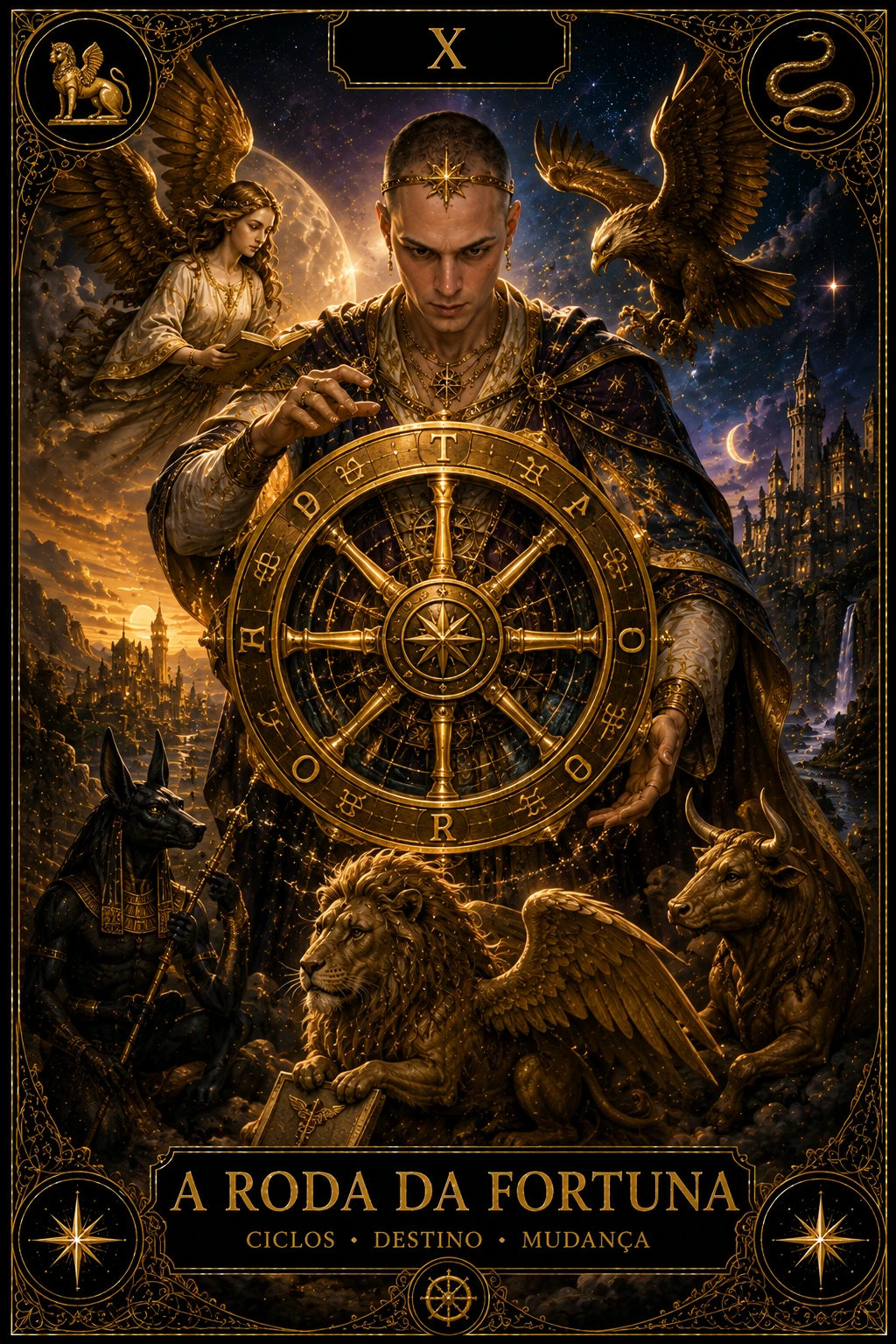 A Roda da Fortuna — carta do Tarot em posição direta