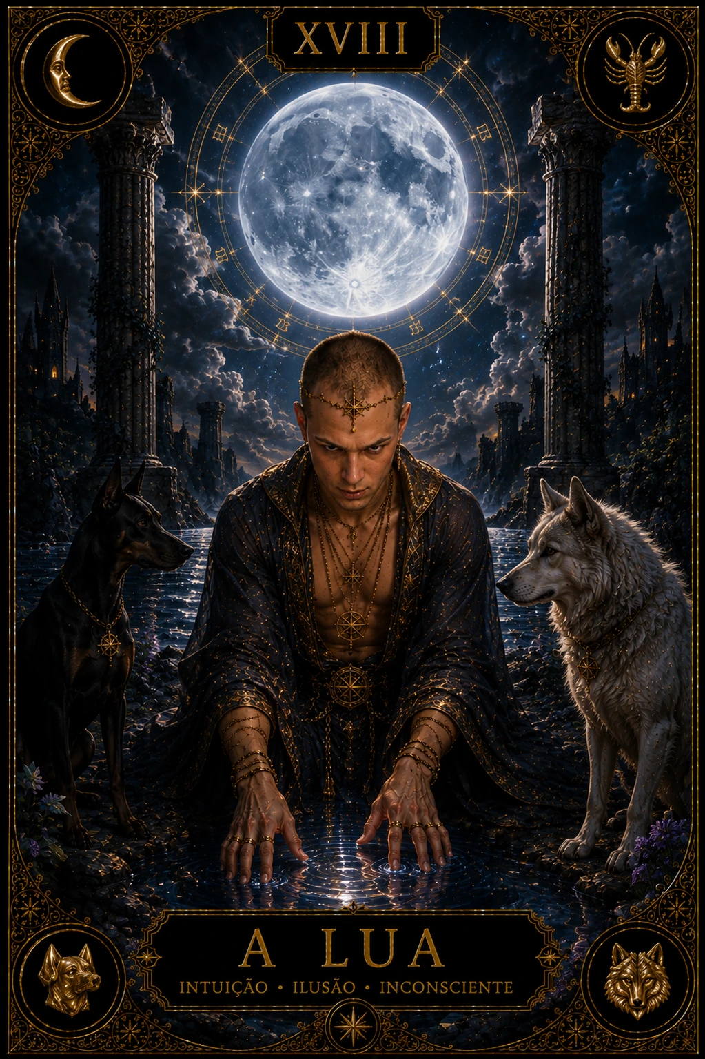 A Lua — carta do Tarot em posição direta