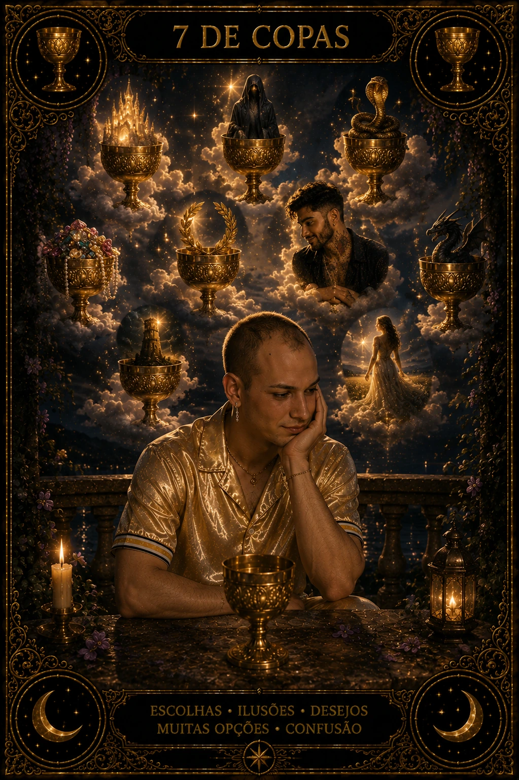 7 de Copas — carta do Tarot em posição direta