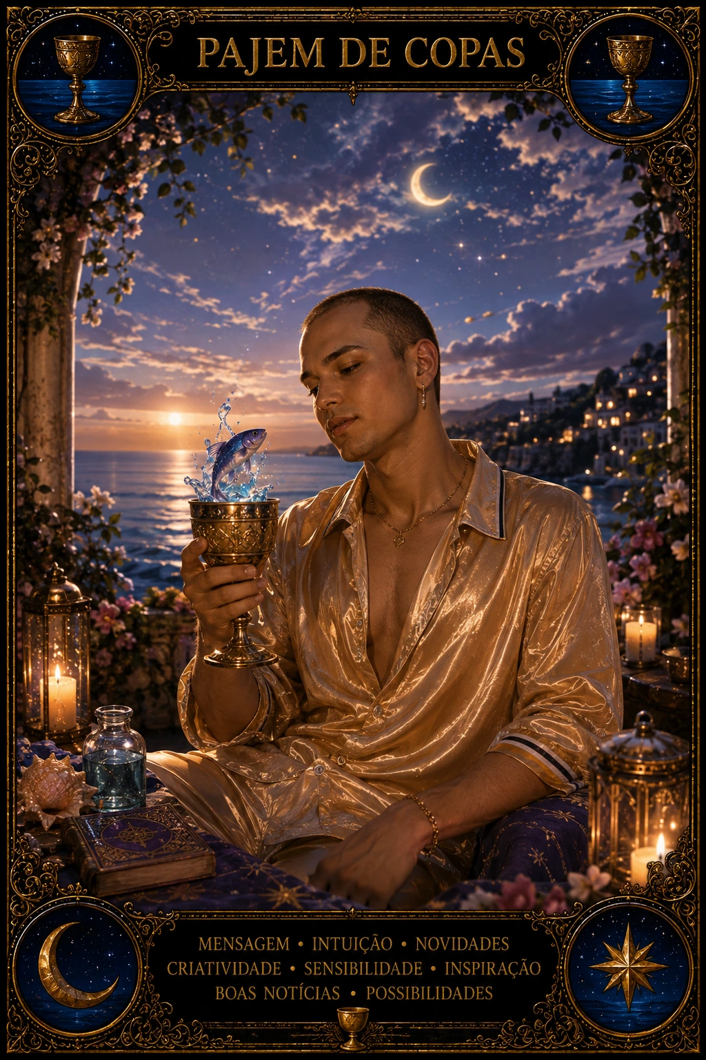 Pajem de Copas — carta do Tarot em posição direta