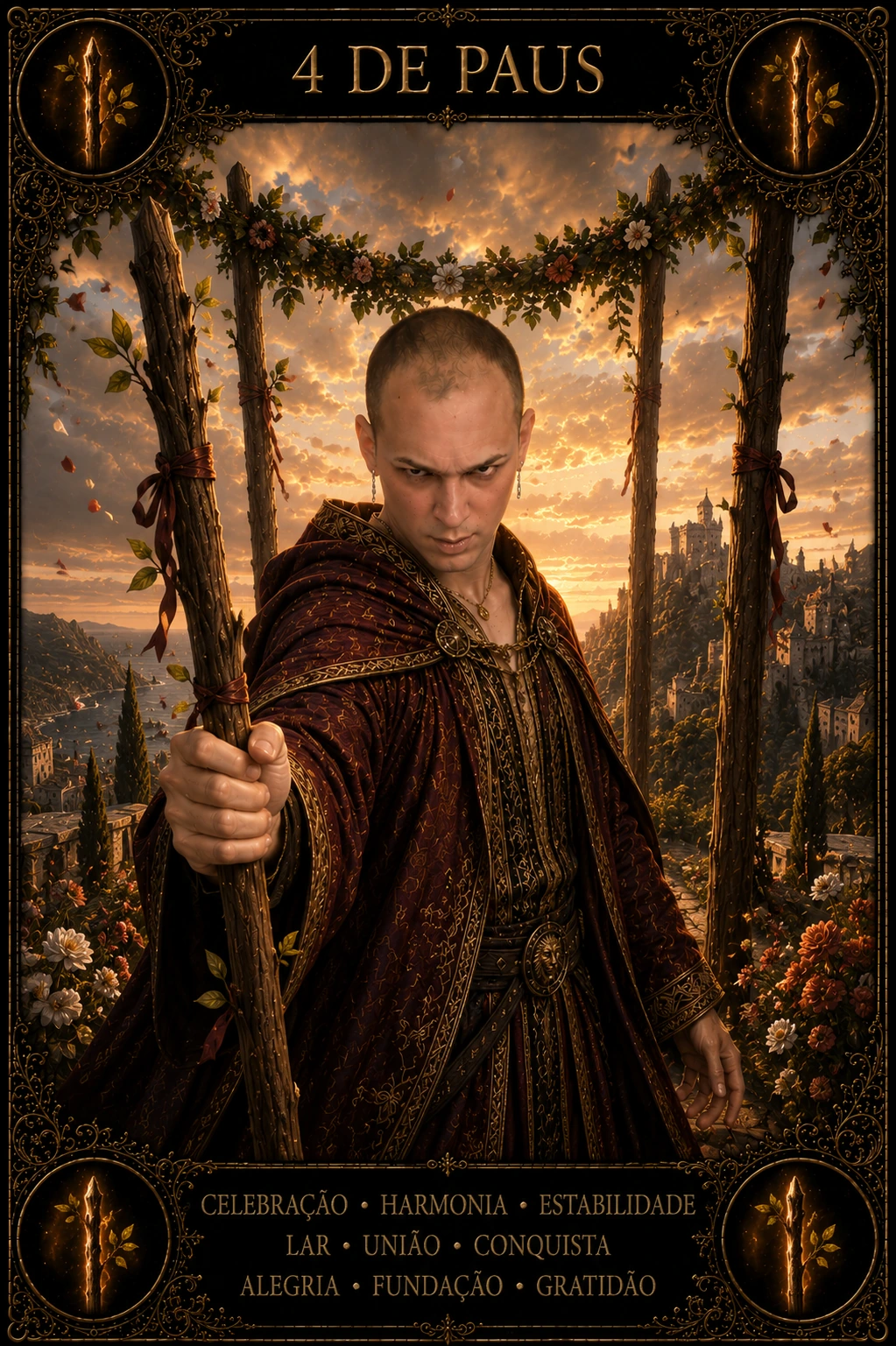 4 de Paus — carta do Tarot em posição direta