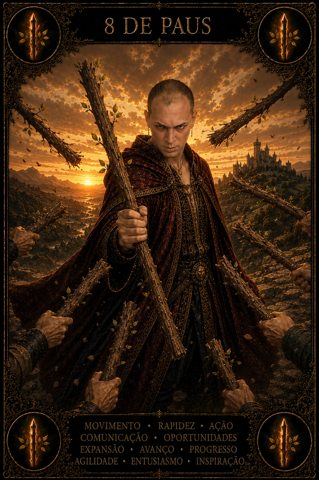 8 de Paus — carta do Tarot em posição direta