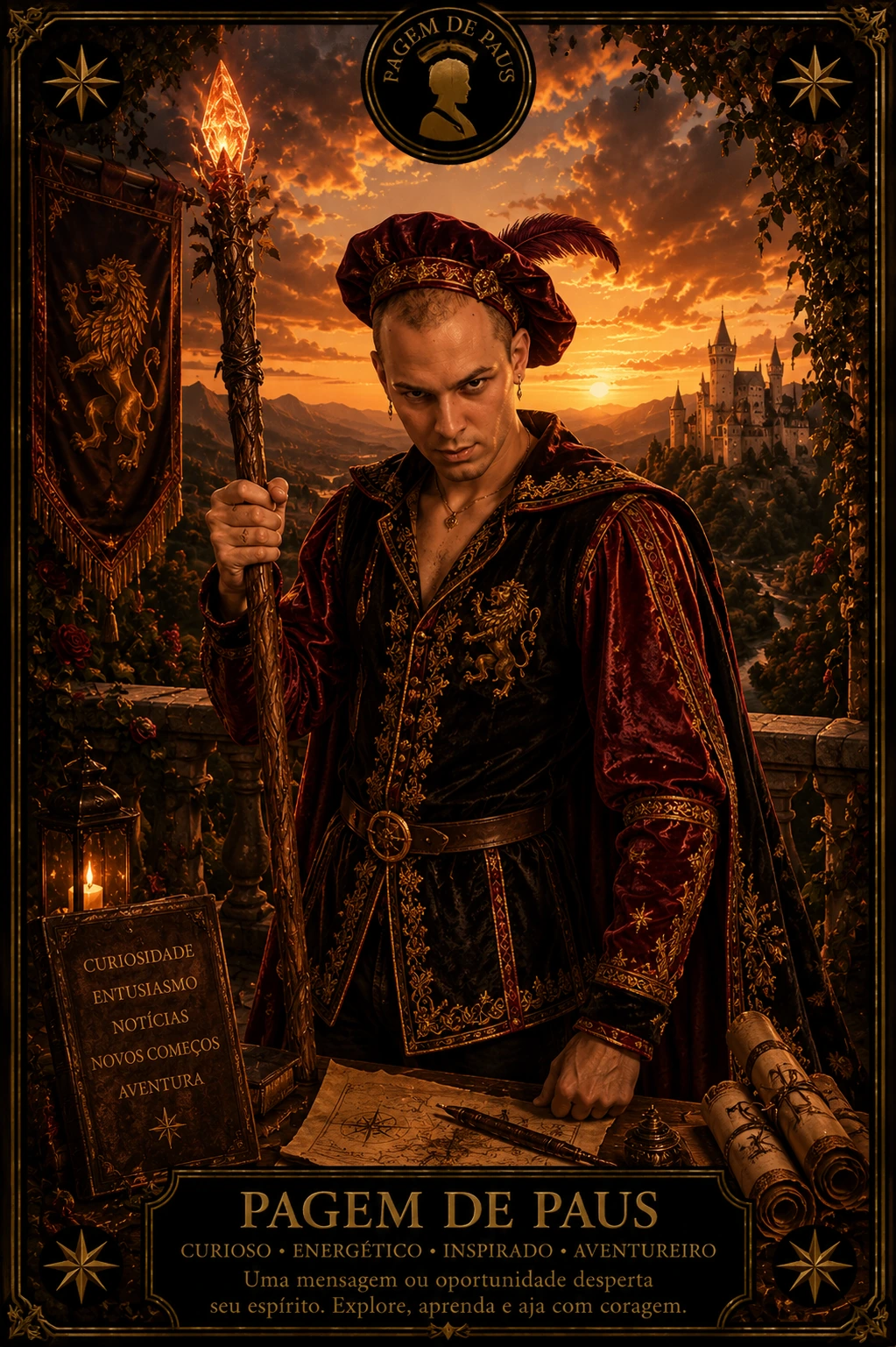 Pajem de Paus — carta do Tarot em posição direta
