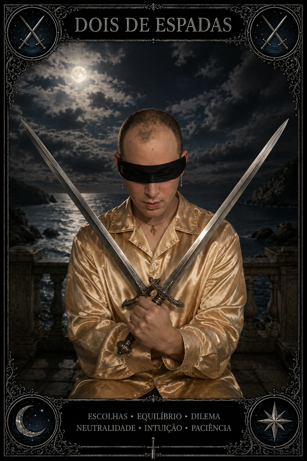 2 de Espadas — carta do Tarot em posição direta