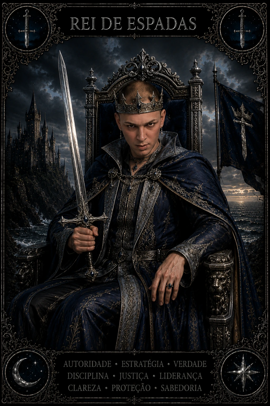 Rei de Espadas — carta do Tarot em posição direta
