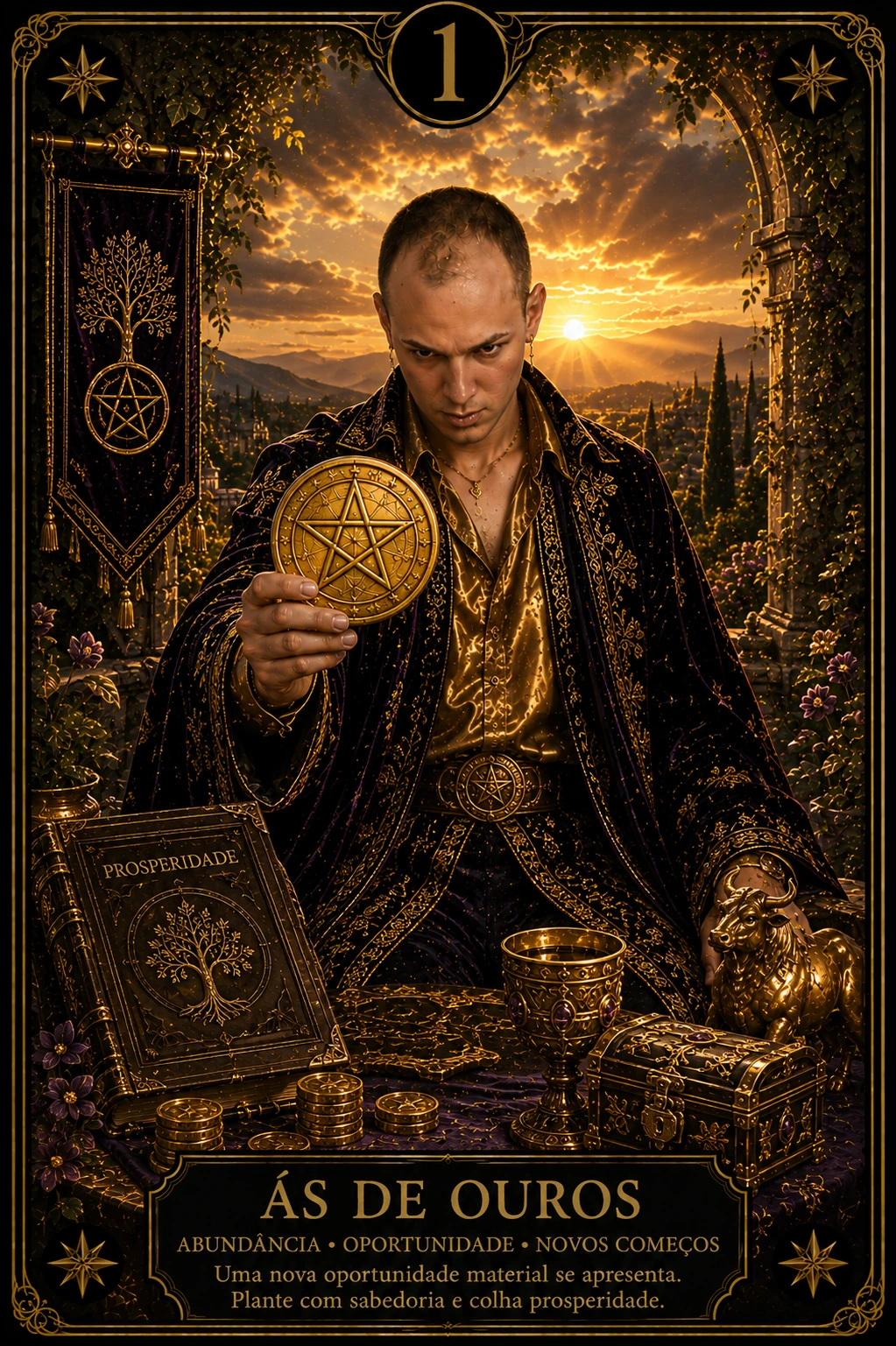 Ás de Ouros — carta do Tarot em posição direta