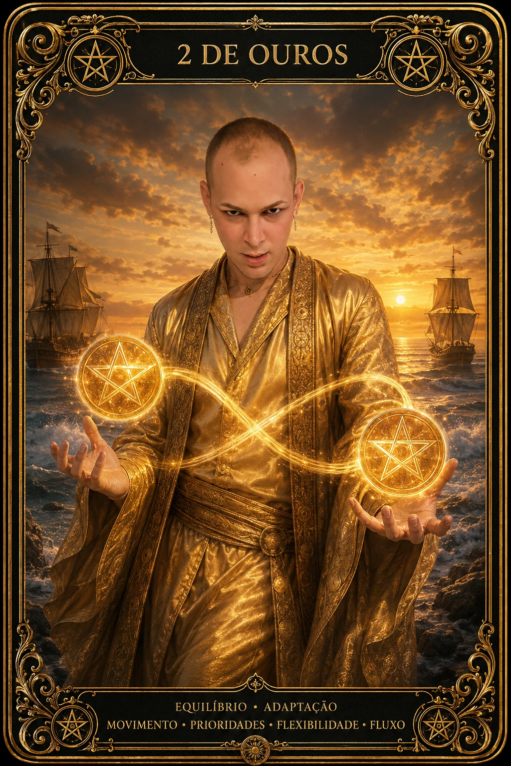 2 de Ouros — carta do Tarot em posição direta