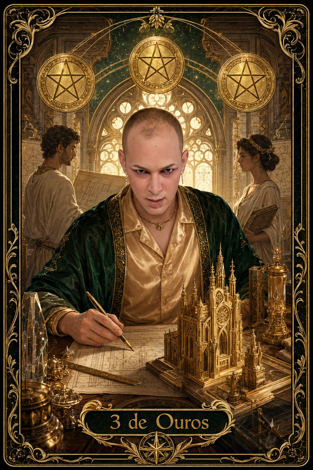 3 de Ouros — carta do Tarot em posição direta