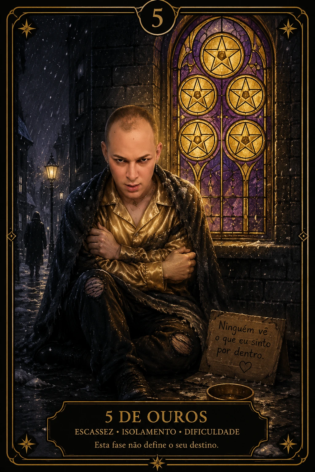5 de Ouros — carta do Tarot em posição direta