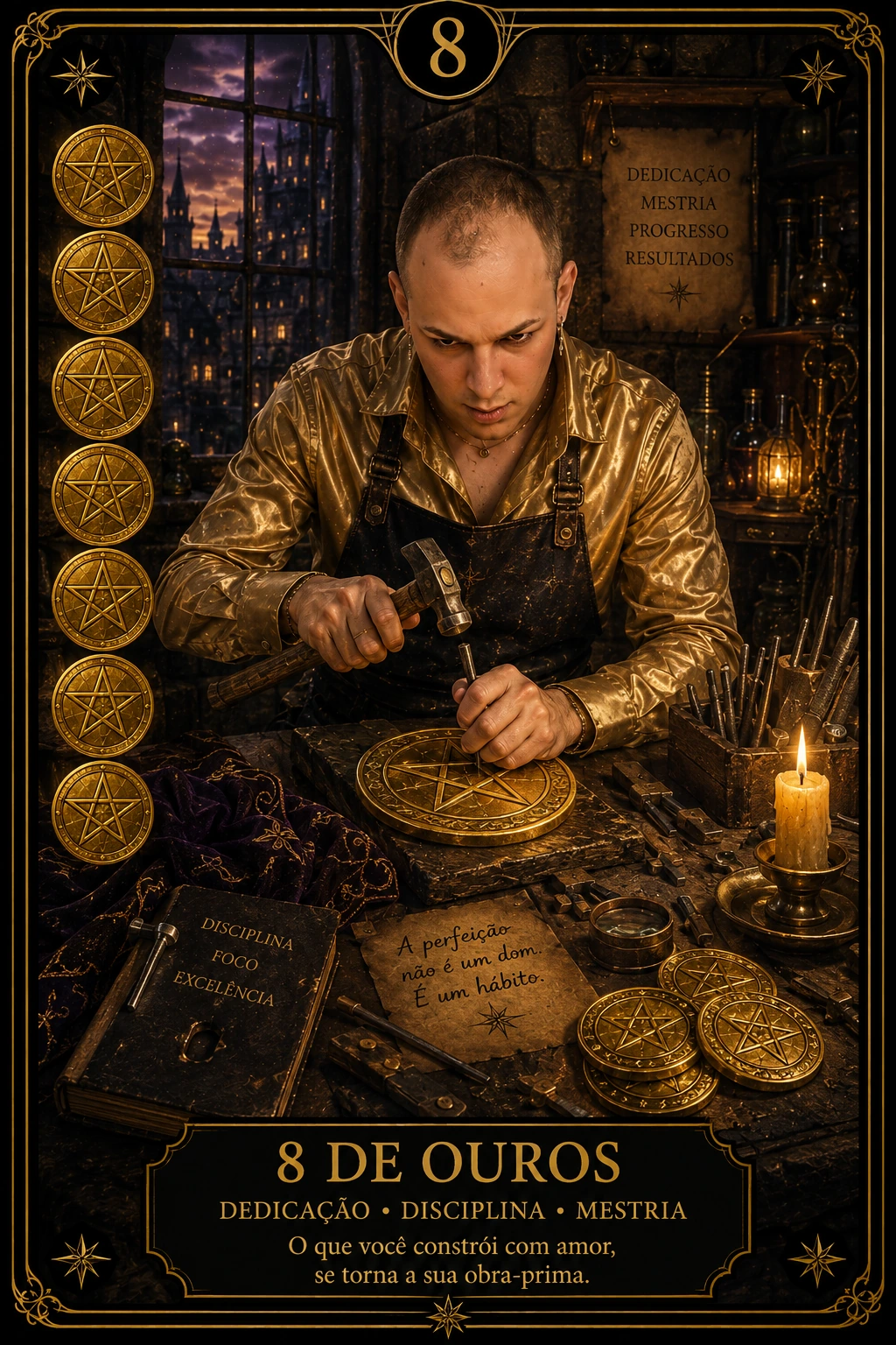 8 de Ouros — carta do Tarot em posição direta