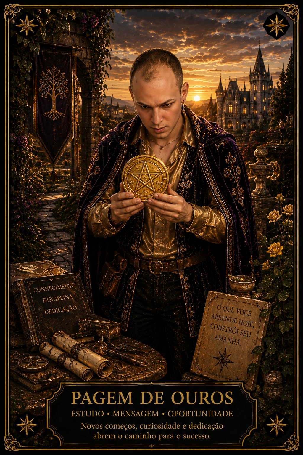 Pajem de Ouros — carta do Tarot em posição direta