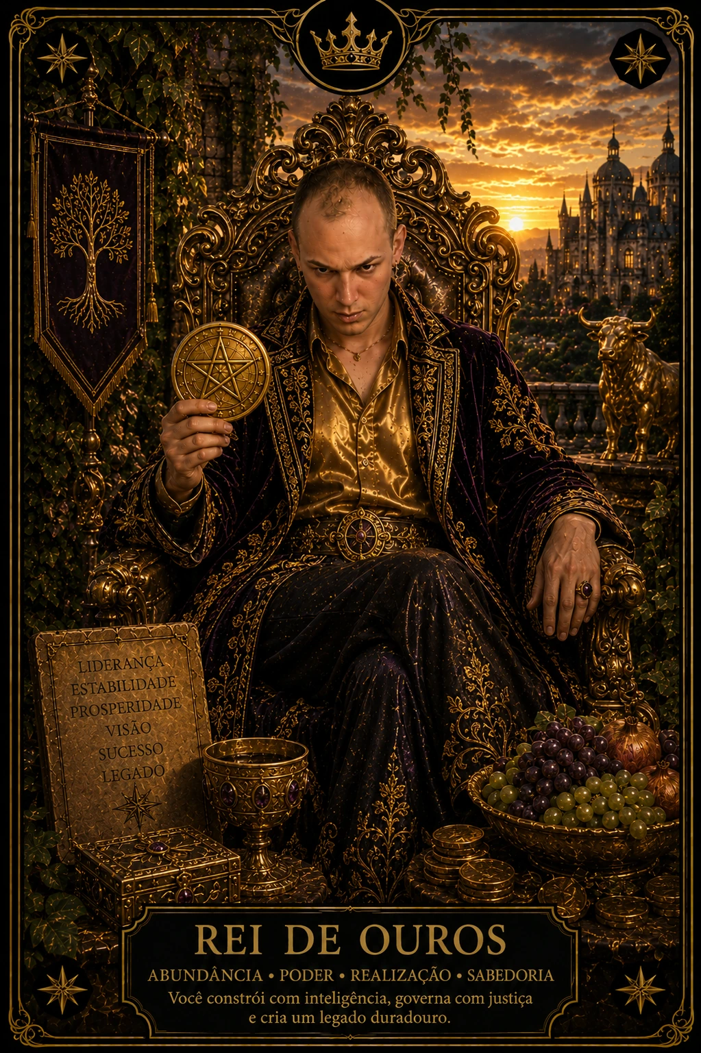 Rei de Ouros — carta do Tarot em posição direta